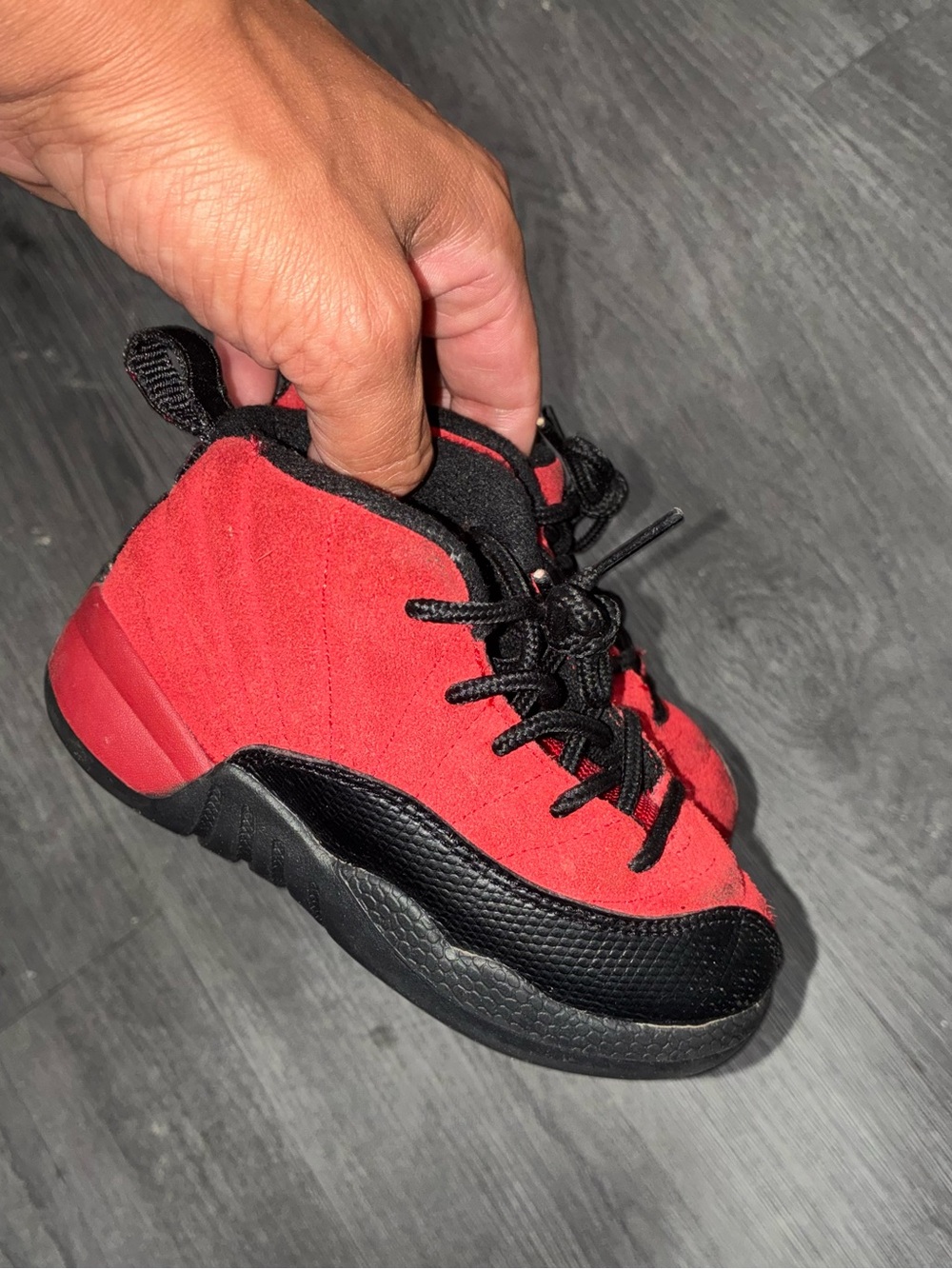 Jordan Kids Red and Black Suede Sneakers